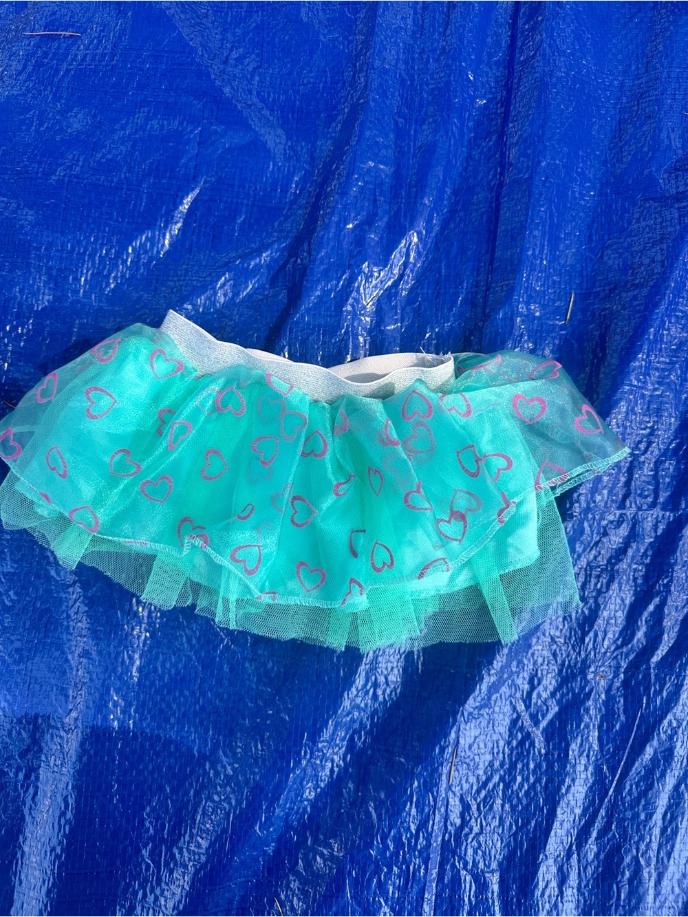 Girls Teal Heart Tulle Skirt - 3-6 months
